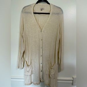 Tan button up long sweater
